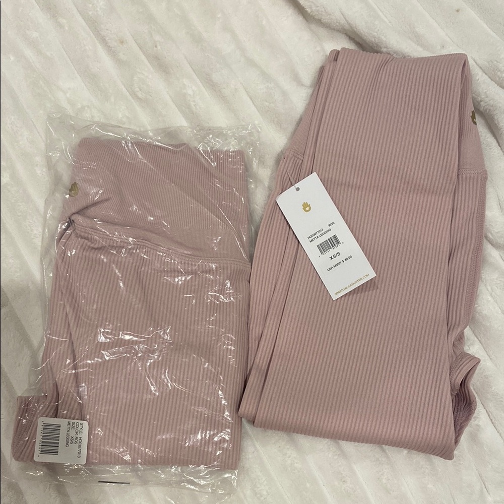 Pink Ribbed Leggings